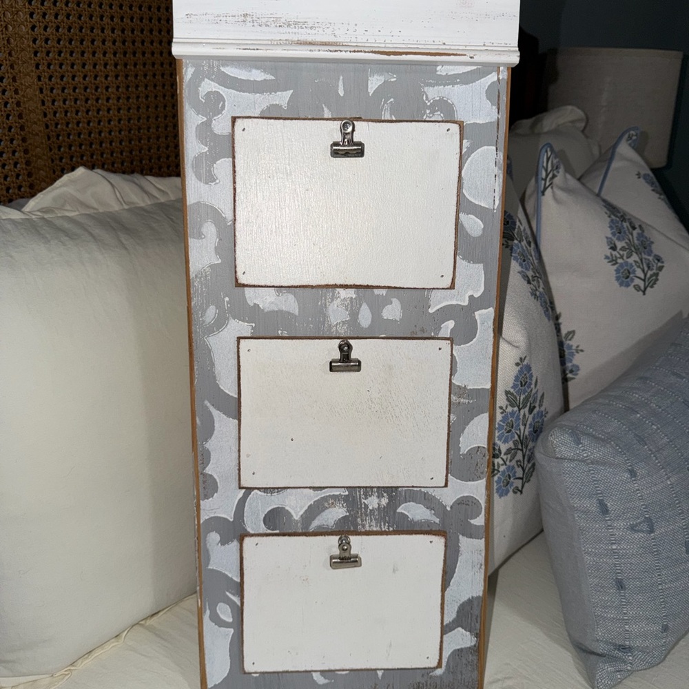 Gray and White Decorative Storage Cabinet
